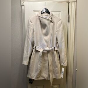 Calvin Klein Off White Winter Trench Coat NWT